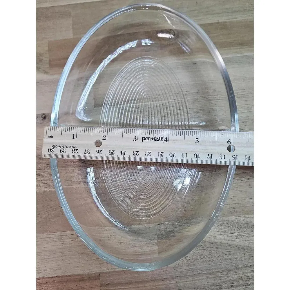 Vintage Glasbake J-558 Clear Glass Divided Oval Serving Dish - 10